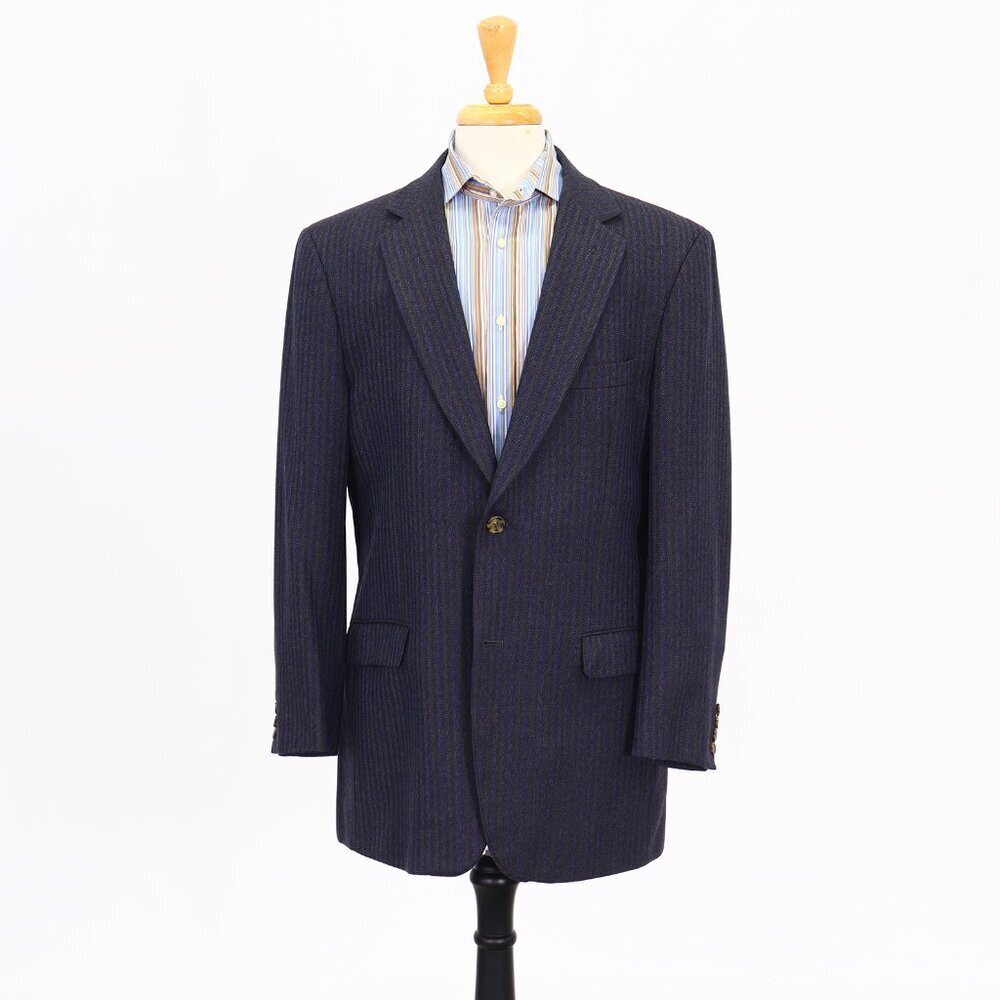 Ibiza 42L Navy Striped 2-Button Sport Coat Blazer Jacket P183